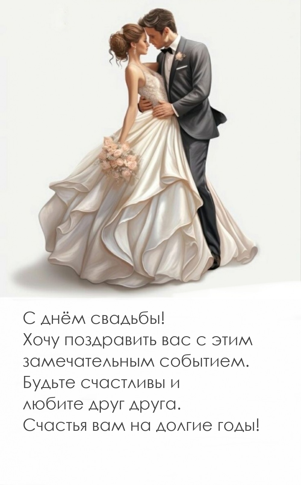 С днём свадьбы! Хочу поздравить вас с этим замечательным событием.